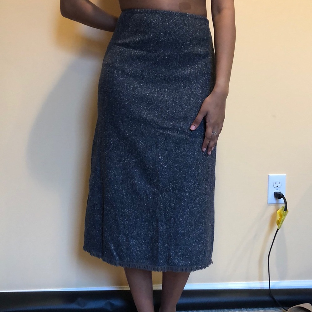Banana Republic Charoql Grey Wool Mid Skirt